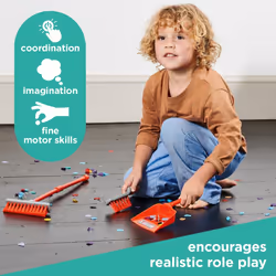 Casdon Henry Brush Set | Child-Friendly Cleaning Toy Set for Ages 3+ | Fun & Educational | Includes Broom, Brush, Dustpan!