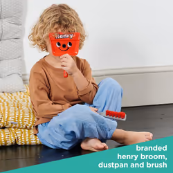 Casdon Henry Brush Set | Child-Friendly Cleaning Toy Set for Ages 3+ | Fun & Educational | Includes Broom, Brush, Dustpan!