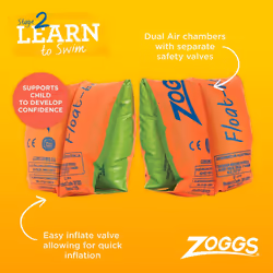 Zoggs Swimming Aid Children's Float Arm Bands - Orange, 6-12 Years, 25-50 kg