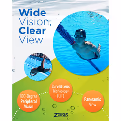 Zoggs Children's Panorama Junior Swimming Goggles with UV Protection, Wide Vision and Anti-Fog (6-14 Years), Smoke/Lime/Tint Smoke