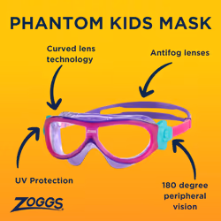 Zoggs Phantom Kids Mask Pink Violet Clear