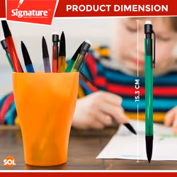 SOL 12pk Mechanical Pencils with Built-In Eraser - 0.7mm HB Lead Propelling Pencils, Includes 24 Refill Leads for Extended Writing, Durable and