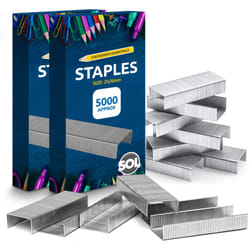 SOL 10,000pk Staples for Multipurpose Use, Staples 26/6 Standard Size, Durable Steel, Anti-Jam Design, Compatible with Standard Staplers, Ideal for