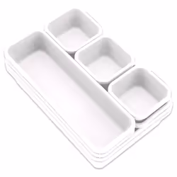Addis 8pcs Interlocking Drawer Organiser Plastic Storage Trays Dividers for Kitchen Office Desk Make-Up Clothing Jewellery Cr ...