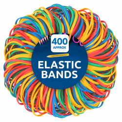 SOL 400pk Elastic Bands, Coloured Thick Rubber Bands in Various Sizes for Home & Office Use, Provides Secure Binding, Perfect ...