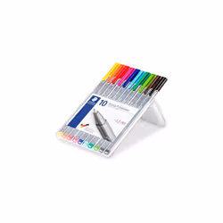 STAEDTLER 334 SB10 Triplus Fineliner Superfine Pen, 0.3mm Line Width - Assorted Colours (Desktop Box of 10)