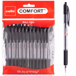 Cello Ballpoint Pen Black Pens Comfort Grip Ball Pens Medium Point Biros,Retractable Ballpoint Pens (1.0MM) Black Pen, Pack o ...