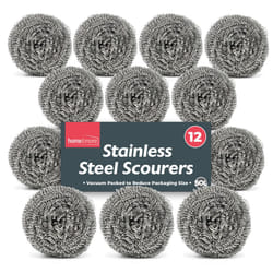 SOL 12pk Stainless Steel Scourers, 6cm x 2.5cm Metal Scourers, Ideal for Variety of Surfaces, Durable & Rust-Resistant, Heavy-Duty Cleaning Pad for