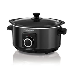 Morphy Richards 3.5L Sear & Stew Slow Cooker, Shatter Resistant Aluminium Pot, 3 Heat Settings, Hob Proof, Easy Clean, 163W, Black, 460012
