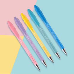 Paper Mate Flexgrip Ultra Pastel Ballpoint Pens | Medium Point (1.0mm) | Black Ink | Pastel Barrels | 5 Count