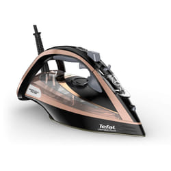 Tefal Ultimate Pure Steam Iron, 3100W, 260g/min Steam Boost, 350ml Water Tank, 3m Cord, Anti-Scale, Black and Rose Gold (FV9845G0)
