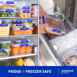 Sistema KLIP IT PLUS Food Storage Container | 5.5 L Square | Airtight, Stackable & Nestable Meal Prep Container with Lid | School Lunch Box | BPA-Free
