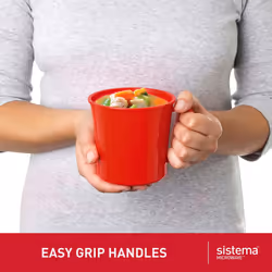 Sistema Microwave Soup Mug | 656 ml Microwave Food Container with Steam-Release Vent | BPA-Free | Red/Clear | 1 Count [1107]