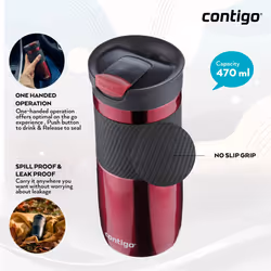 Contigo Byron Snapseal Travel Mug | Stainless Steel Thermal Mug | Vacuum Flask | Leakproof Tumbler | Coffee to Go Mug with BPA Free Easy-Clean Lid |