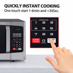 Toshiba 800w 23L Microwave Oven with Digital Display, Auto Defrost, One-Touch Express Cook, 6 Pre-Programmed Auto Cook Settings, and Easy Clean -