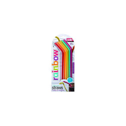 Joie 12711 Set of 6 Rainbow Flexible Straws with Cleaning Brush Reusable Silicone
