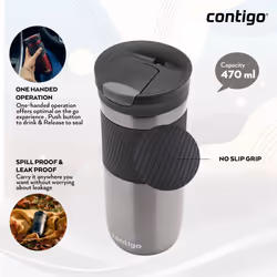 Contigo Byron Snapseal Travel Mug | Stainless Steel Thermal Mug | Vacuum Flask | Leakproof Tumbler | Coffee to Go Mug with BPA Free Easy-Clean Lid |