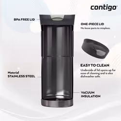 Contigo Byron Snapseal Travel Mug | Stainless Steel Thermal Mug | Vacuum Flask | Leakproof Tumbler | Coffee to Go Mug with BPA Free Easy-Clean Lid |