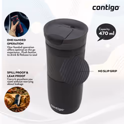 Contigo Byron Snapseal Travel Mug | Stainless Steel Thermal Mug | Vacuum Flask | Leakproof Tumbler | Coffee to Go Mug with BPA Free Easy-Clean Lid |