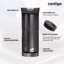 Contigo Byron Snapseal Travel Mug | Stainless Steel Thermal Mug | Vacuum Flask | Leakproof Tumbler | Coffee to Go Mug with BPA Free Easy-Clean Lid |
