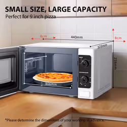 TOSHIBA 20 Liter 800W Manual Control Solo Small Microwave, Compact with 5 Power Levels, Automatic Defrost Function, Perfect for 9'' pizza, Clock and