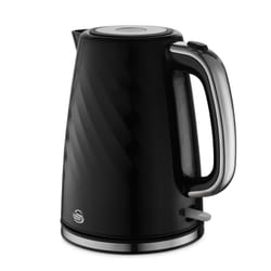 Swan SK14611BLK Windsor Rapid Boil Kettle with Removable Limescale Filter, Boil Dry Protection and Hidden Cord Storage, 1.7L, 3KW, Black