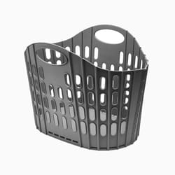 Addis Flat Easy Store Laundry Basket Hamper, Dark Grey, 38 Litre