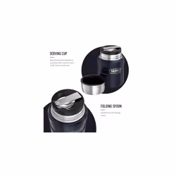Thermos Stainless King Food Flask, 470ml Capacity - Sleek Multi- Purpose Flask for Daily Food Prep - Durable Stainless Steel with Classic Midnight
