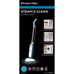 Russell Hobbs RHSM1001-G Steam and Clean Steam Mop White & Aqua - Free 2 year guarantee