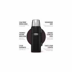 Thermos Stainless King 1.2L Multi-Purpose Thermos Flask - Original-Style Flask can be used as Travel Mug or Insulated Water Bottle for Daily Commute &