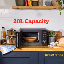 Russell Hobbs RHM2076B 20 Litre 800 W Black Digital Solo Microwave with 5 Power Levels, Automatic Defrost, 8 Auto Cook Menus, Clock and Timer, Easy