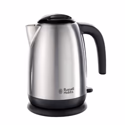 Russell Hobbs Brushed Stainless Steel & Black Electric 1.7L Cordless Kettle with black handle (Fast Boil 3KW, Removable washa ...