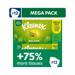 Kleenex Balsam Tissues, Mega Pack - 1,344 Sheets (12 Boxes x 112 Sheets) - Balm Tissues Protect and Soothe Your Nose When You ...