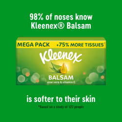 Kleenex Balsam Tissues, Mega Pack - 1,344 Sheets (12 Boxes x 112 Sheets) - Balm Tissues Protect and Soothe Your Nose When You've Got a Cold - Balmcare