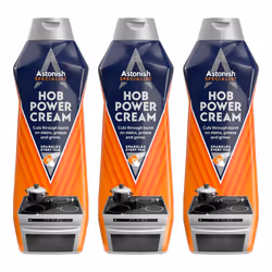 Astonish Specialist Hob Cream Cleaner, for Tough Burnt on Stains, Protective Coat, Zesty Lemon Scent, 3 x 500ml