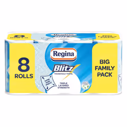 Regina Blitz Household Towels ? 8 Triple Layered Rolls, 70 Sheets Per Roll, Paper Packaging, FSC Certified Paper, Recyclable ...