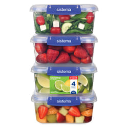 Sistema KLIP IT PLUS Leakproof Food Storage Containers | 1 L | Airtight & Stackable Meal Prep Containers with Lids | School Lunch Boxes | BPA-Free | 4