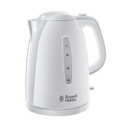 Russell Hobbs Textures Electric 1.7L Cordless Kettle (Fast Boil 3KW, White premium plastic, matt & high gloss finish, Removable washable anti-scale