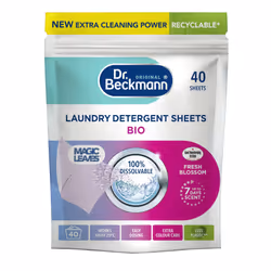 Dr. Beckmann MAGIC LEAVES Laundry Detergent Sheets BIO | Convenient and pre-dosed laundry detergent sheets | Dissolvable & cl ...
