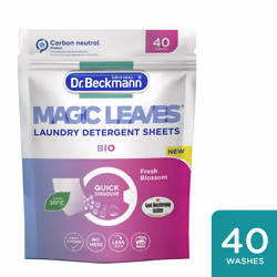 Dr. Beckmann MAGIC LEAVES Laundry Detergent Sheets BIO | Convenient and pre-dosed laundry detergent sheets | Dissolvable & climate neutral | 40 sheets