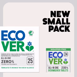 Ecover Zero Dishwasher Tablets, Dishwasher Salt & Rinse Aid Cleaning, Biodegradable Formula, Zero Fragrance, Pack of 1, 24 Tablets