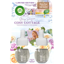 Airwick Plug in Diffuser Twin Refill, Cosy Cottage Frosted Roses & Snowberry, Pack 1 x 19ml, Long Lasting Fragrance, Lasts up to 200 days, Plug in Air
