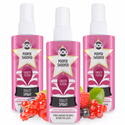 SOL 3pk x 60ml Pooper Swooper Toilet Spray Fruity Flush Fragrance, Odour Masking Air Freshener Refresher for Public Bathrooms ...