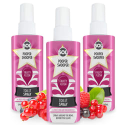 SOL 3pk x 60ml Pooper Swooper Toilet Spray Fruity Flush Fragrance, Odour Masking Air Freshener Refresher for Public Bathrooms, Offices and Home,