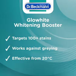 Dr. Beckmann Glowhite Whitening Booster | In-wash stain remover & laundry whitener | Removes 100+ stains | 400g