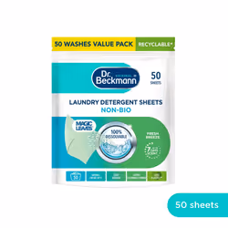 Dr. Beckmann Laundry Detergent Sheets NON-BIO | fresh breeze| Pre-dosed | 50 sheets