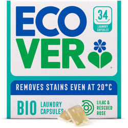 Ecover Bio Washing Capsules - Laundry Capsules / Tablets - Laundry Detergent With Clean And Fresh Lilac & Rescued Rose Scent, 1x Pack of 34 Capsules /