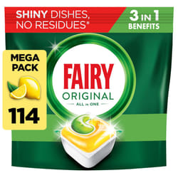 Fairy Original All in One Auto Dishwashing Tablet Lemon, 114ct (6x19ct)