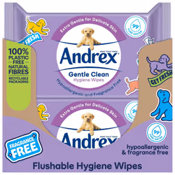 Andrex Gentle Clean Moist Toilet Tissue - Flushable Hygiene Wipes Single (12 Packs x 36 Sheets), FSC Certified