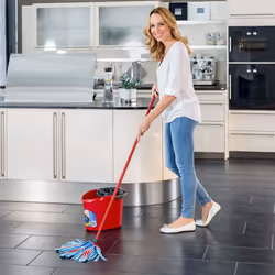 Vileda SuperMocio 3 Action XL Mop and Bucket Set with Extra Refill, Blue,Red